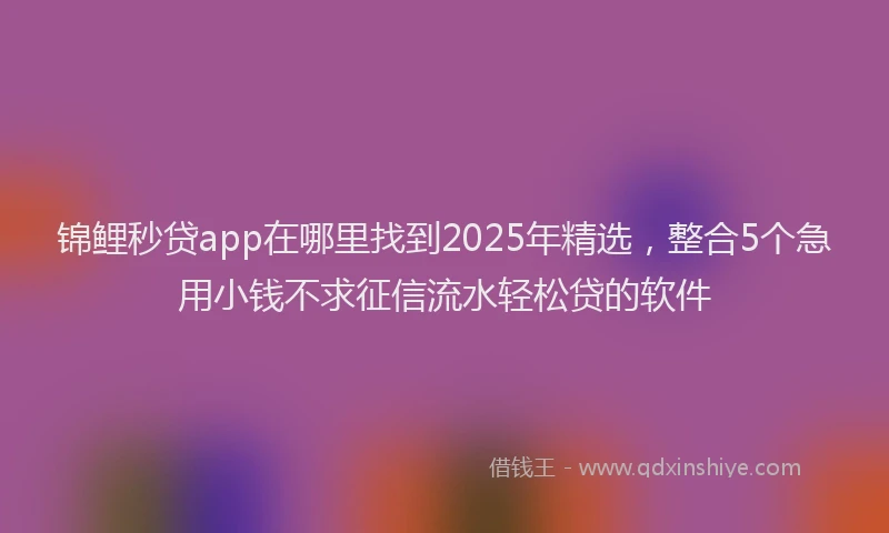 锦鲤秒贷app在哪里找到2025年精选，整合5个急用小钱不求征信流水轻松贷的软件