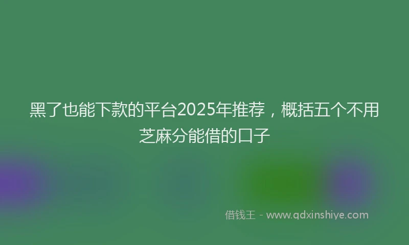 黑了也能下款的平台2025年推荐，概括五个不用芝麻分能借的口子