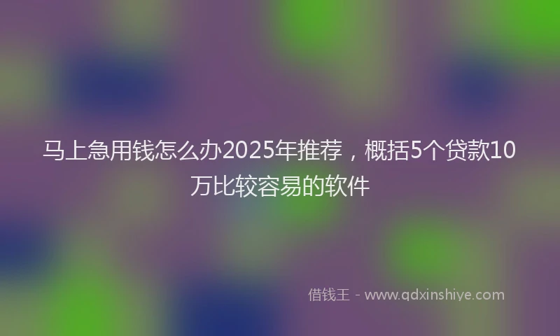 马上急用钱怎么办2025年推荐，概括5个贷款10万比较容易的软件