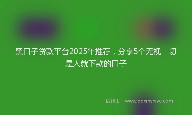 黑口子贷款平台2025年推荐，分享5个无视一切是人就下款的口子