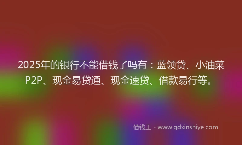2025年的银行不能借钱了吗有：蓝领贷、小油菜P2P、现金易贷通、现金速贷、借款易行等。