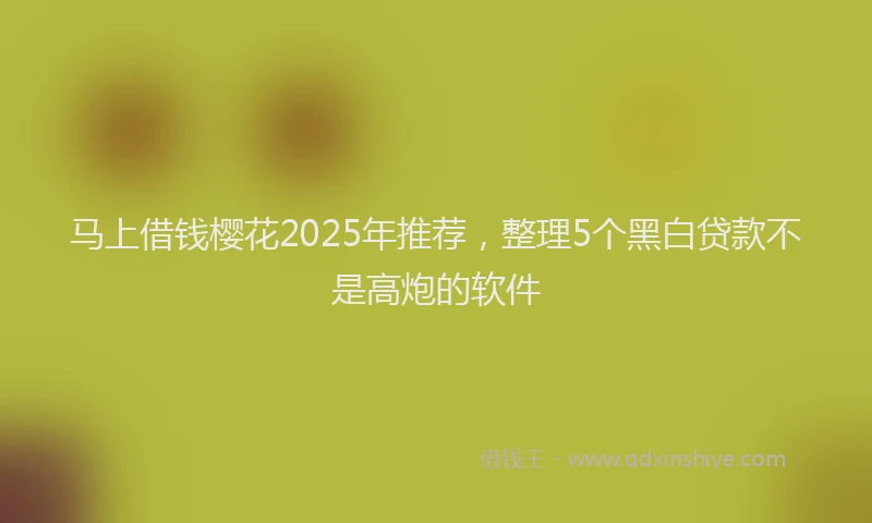 马上借钱樱花2025年推荐，整理5个黑白贷款不是高炮的软件
