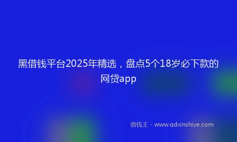 黑借钱平台2025年精选，盘点5个18岁必下款的网贷app