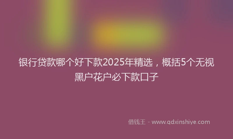 银行贷款哪个好下款2025年精选，概括5个无视黑户花户必下款口子