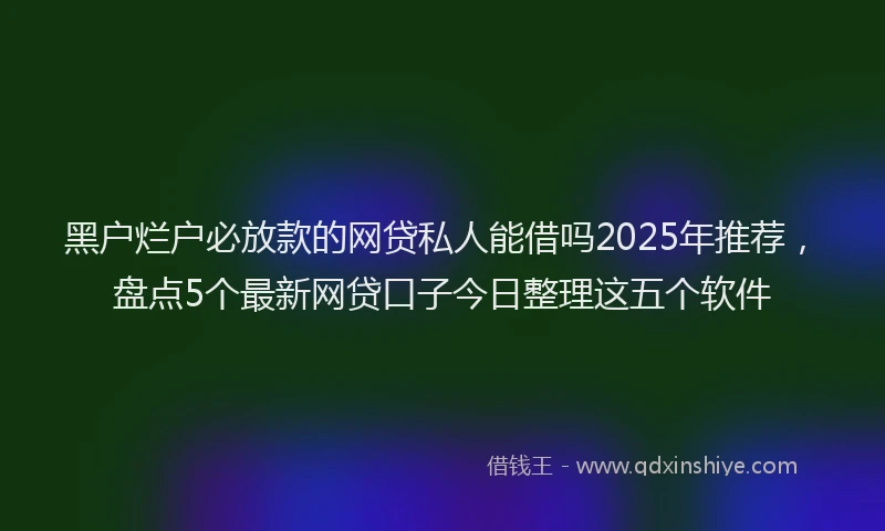 黑户烂户必放款的网贷私人能借吗2025年推荐，盘点5个最新网贷口子今日整理这五个软件