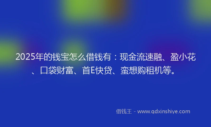 2025年的钱宝怎么借钱有：现金流速融、盈小花、口袋财富、首E快贷、蛮想购租机等。