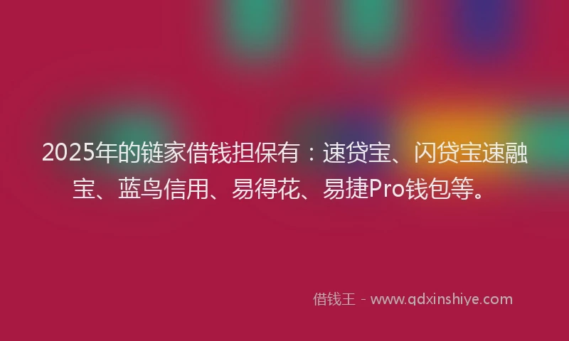 2025年的链家借钱担保有：速贷宝、闪贷宝速融宝、蓝鸟信用、易得花、易捷Pro钱包等。
