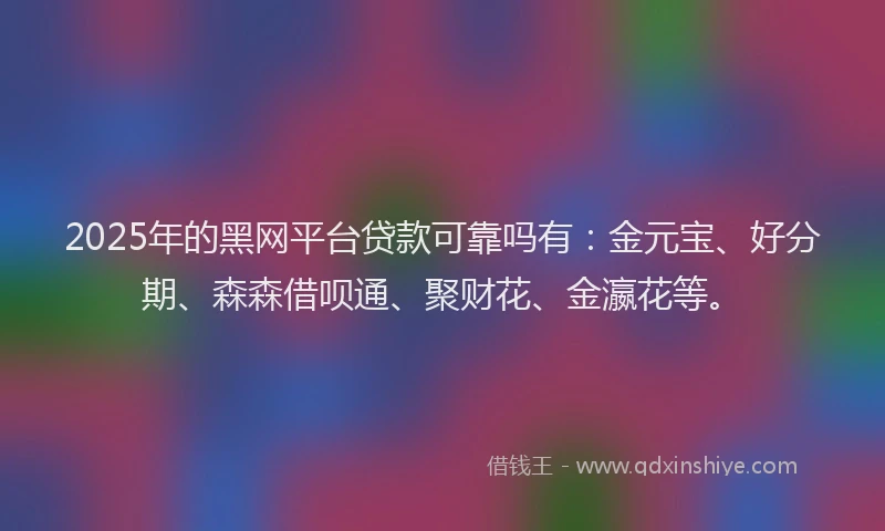 2025年的黑网平台贷款可靠吗有：金元宝、好分期、森森借呗通、聚财花、金瀛花等。