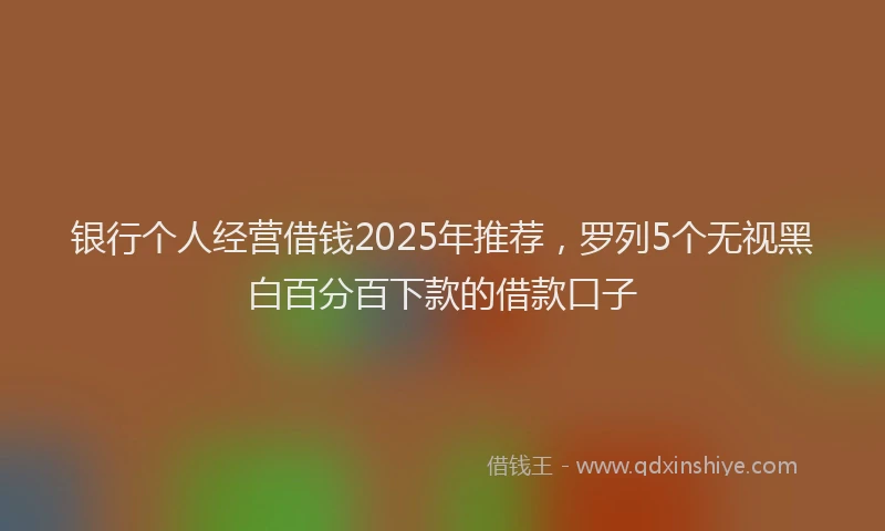 银行个人经营借钱2025年推荐，罗列5个无视黑白百分百下款的借款口子