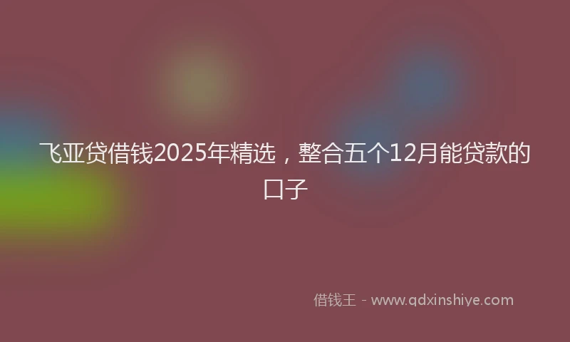 飞亚贷借钱2025年精选，整合五个12月能贷款的口子