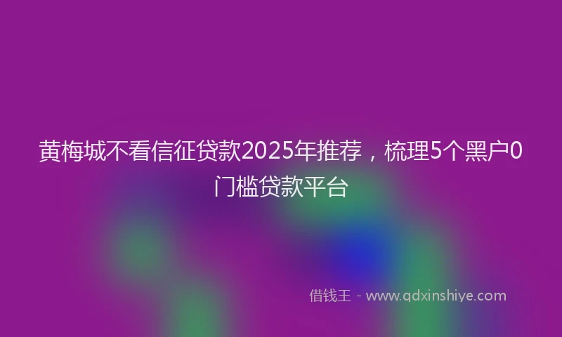 黄梅城不看信征贷款2025年推荐，梳理5个黑户0门槛贷款平台
