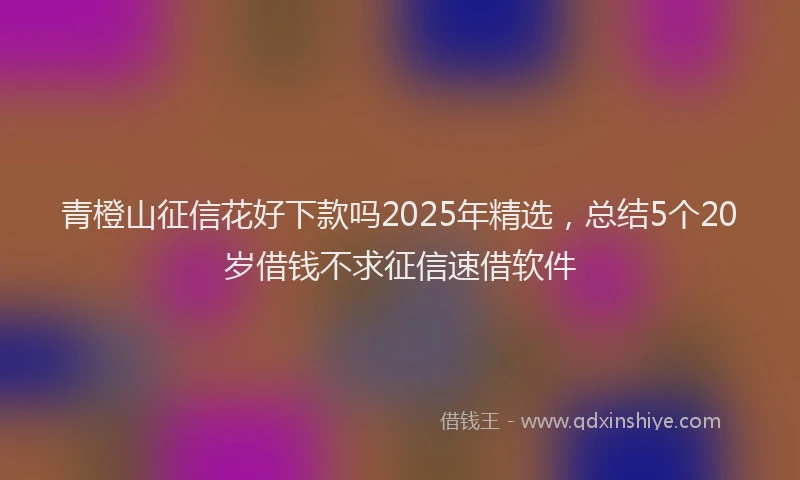 青橙山征信花好下款吗2025年精选，总结5个20岁借钱不求征信速借软件