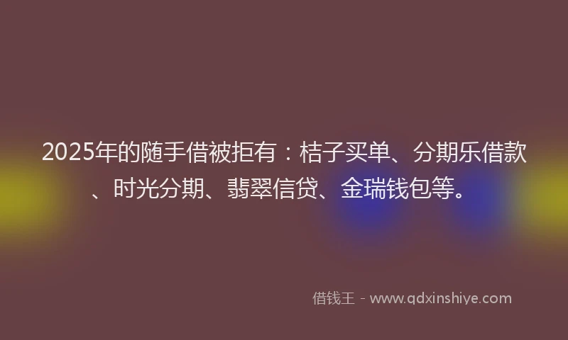 2025年的随手借被拒有：桔子买单、分期乐借款、时光分期、翡翠信贷、金瑞钱包等。
