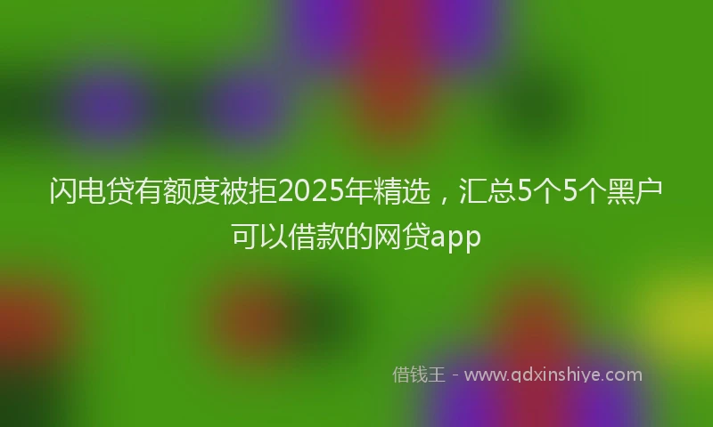 闪电贷有额度被拒2025年精选，汇总5个5个黑户可以借款的网贷app