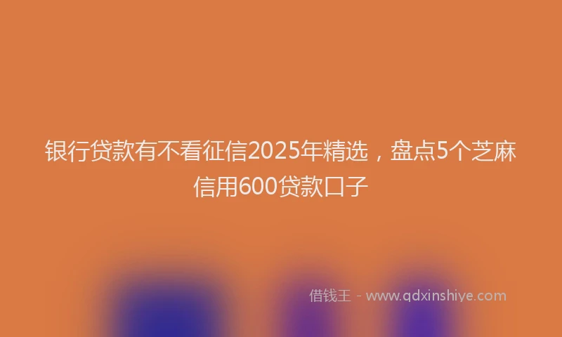 银行贷款有不看征信2025年精选，盘点5个芝麻信用600贷款口子