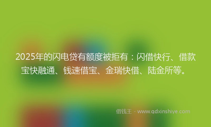 2025年的闪电贷有额度被拒有：闪借快行、借款宝快融通、钱速借宝、金瑞快借、陆金所等。