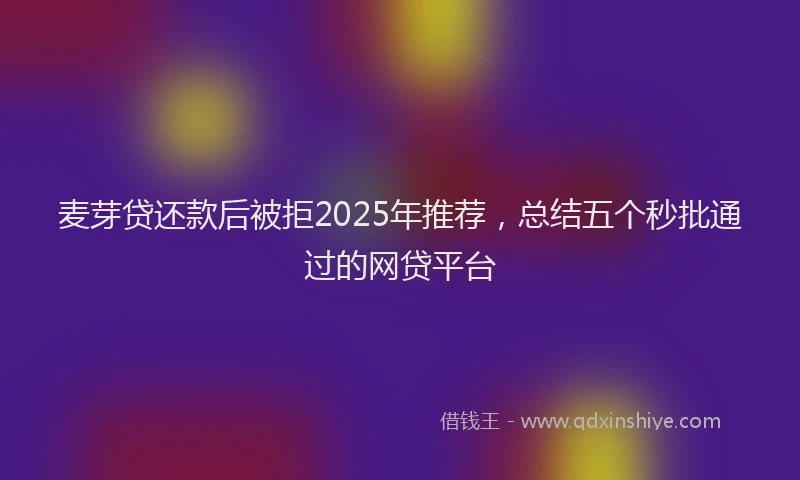 麦芽贷还款后被拒2025年推荐，总结五个秒批通过的网贷平台