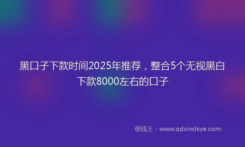 黑口子下款时间2025年推荐，整合5个无视黑白下款8000左右的口子
