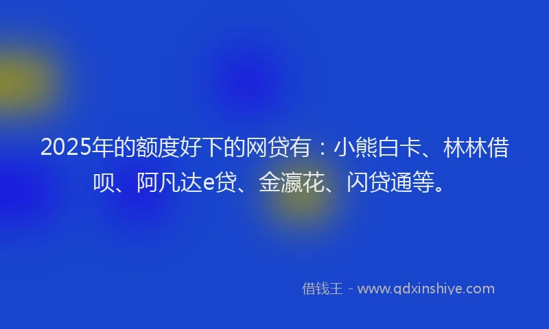 2025年的额度好下的网贷有：小熊白卡、林林借呗、阿凡达e贷、金瀛花、闪贷通等。