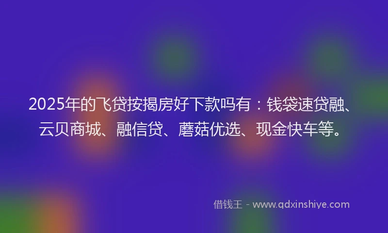 2025年的飞贷按揭房好下款吗有：钱袋速贷融、云贝商城、融信贷、蘑菇优选、现金快车等。