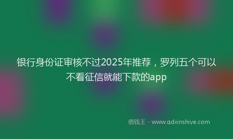 银行身份证审核不过2025年推荐，罗列五个可以不看征信就能下款的app