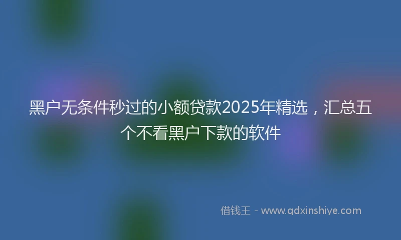 黑户无条件秒过的小额贷款2025年精选，汇总五个不看黑户下款的软件