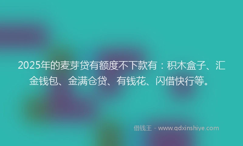 2025年的麦芽贷有额度不下款有：积木盒子、汇金钱包、金满仓贷、有钱花、闪借快行等。