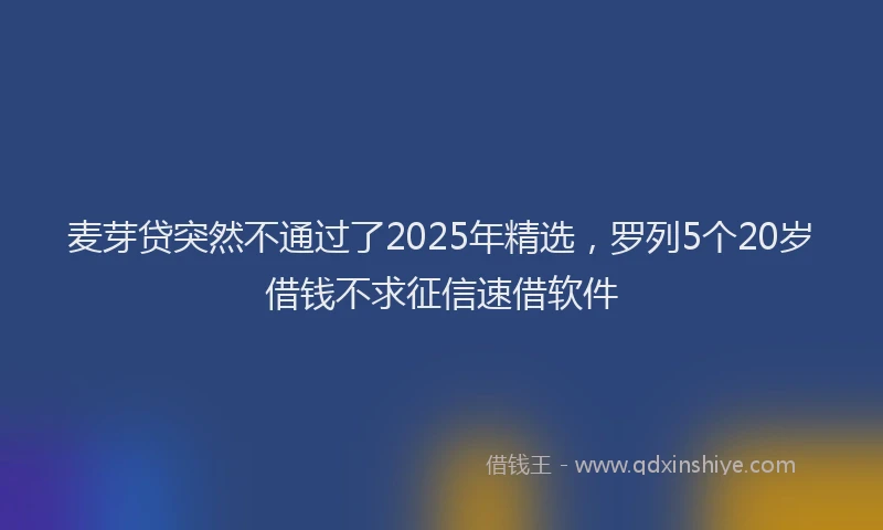 麦芽贷突然不通过了2025年精选，罗列5个20岁借钱不求征信速借软件
