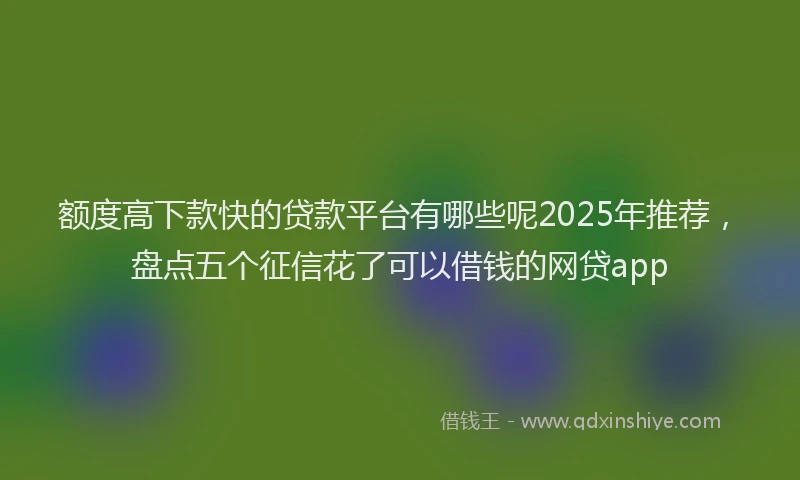 额度高下款快的贷款平台有哪些呢2025年推荐，盘点五个征信花了可以借钱的网贷app