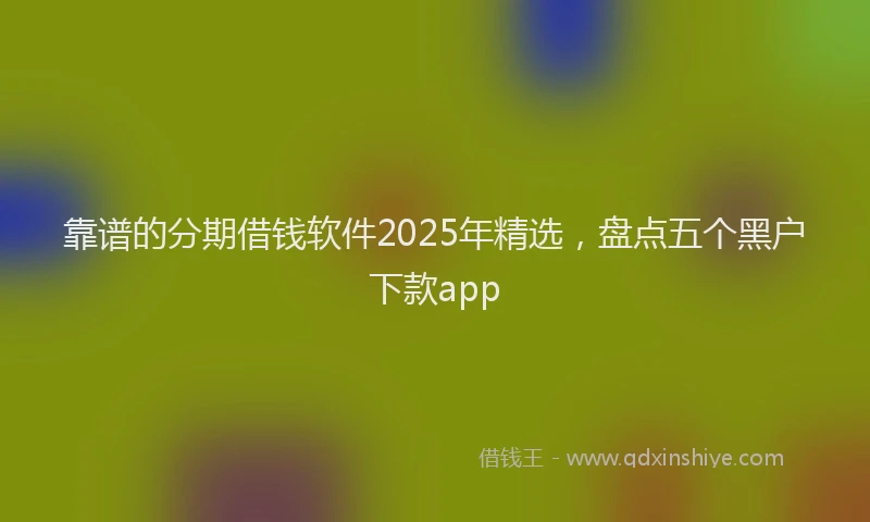 靠谱的分期借钱软件2025年精选，盘点五个黑户下款app