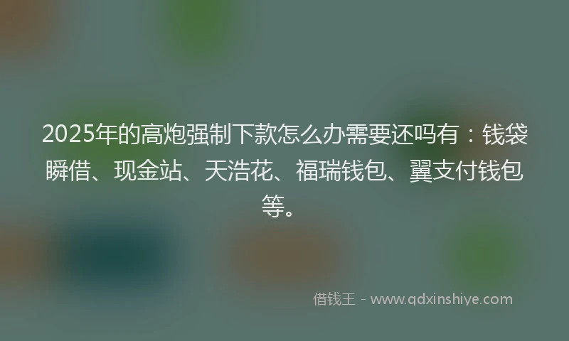 2025年的高炮强制下款怎么办需要还吗有：钱袋瞬借、现金站、天浩花、福瑞钱包、翼支付钱包等。