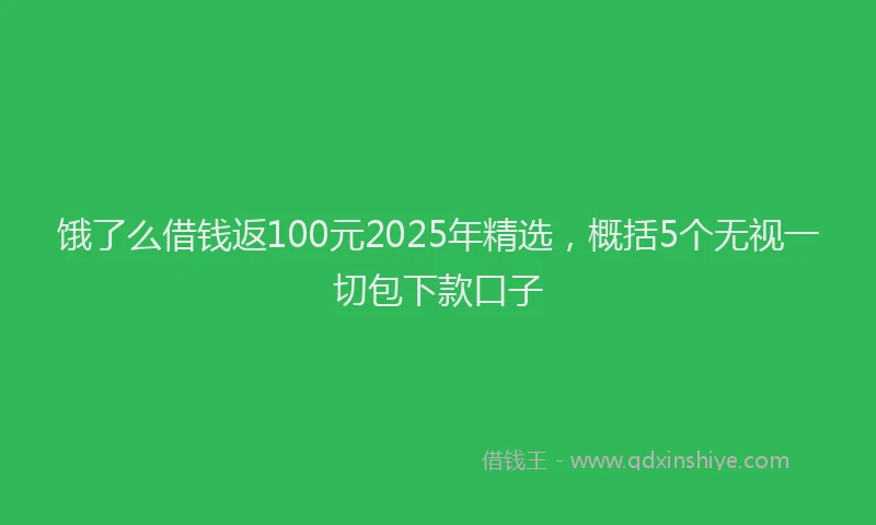 饿了么借钱返100元2025年精选，概括5个无视一切包下款口子