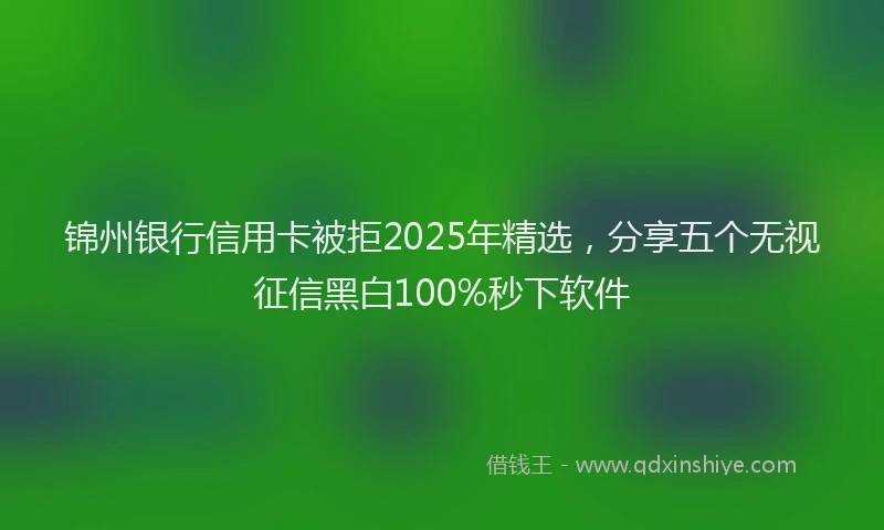 锦州银行信用卡被拒2025年精选，分享五个无视征信黑白100%秒下软件