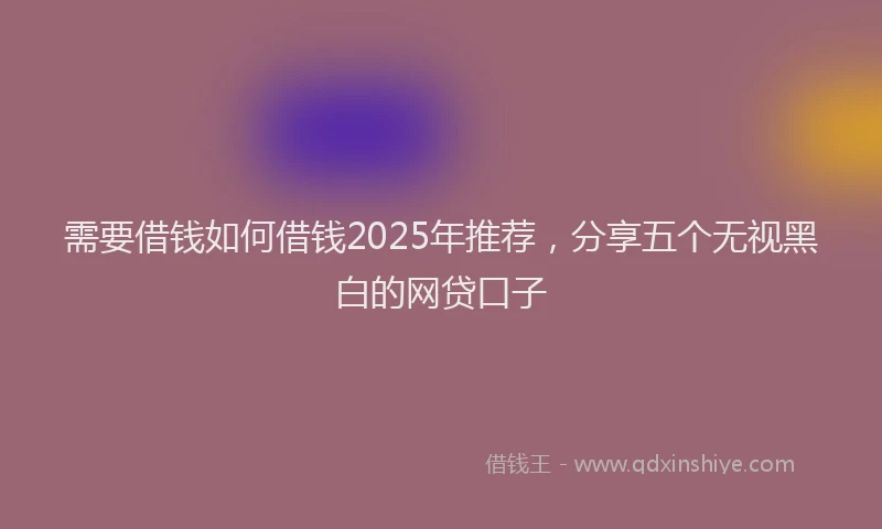 需要借钱如何借钱2025年推荐，分享五个无视黑白的网贷口子