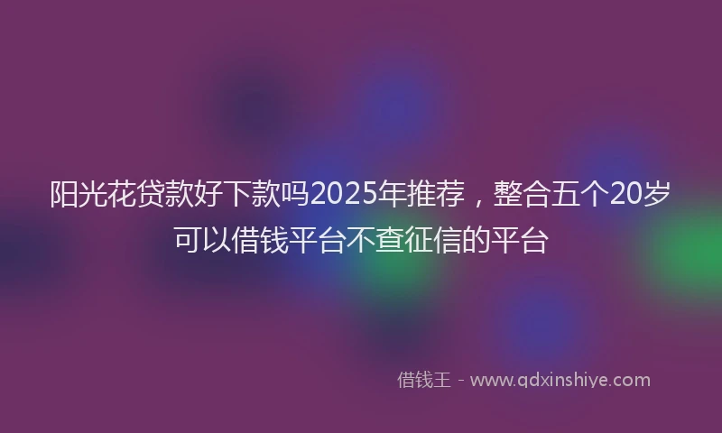 阳光花贷款好下款吗2025年推荐，整合五个20岁可以借钱平台不查征信的平台