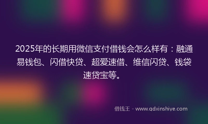 2025年的长期用微信支付借钱会怎么样有：融通易钱包、闪借快贷、超爱速借、维信闪贷、钱袋速贷宝等。