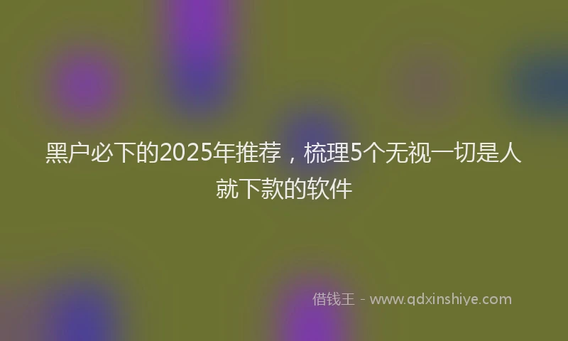 黑户必下的2025年推荐，梳理5个无视一切是人就下款的软件