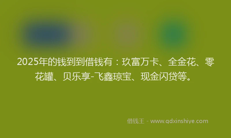 2025年的钱到到借钱有：玖富万卡、全金花、零花罐、贝乐享-飞鑫琼宝、现金闪贷等。