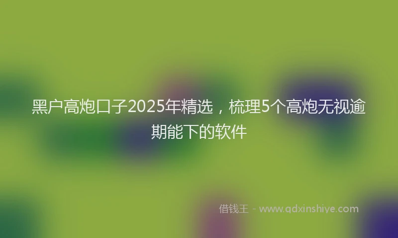 黑户高炮口子2025年精选，梳理5个高炮无视逾期能下的软件