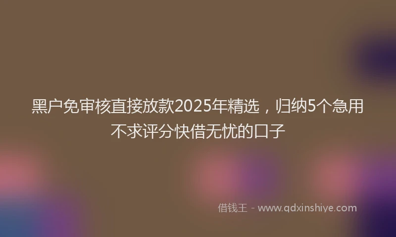黑户免审核直接放款2025年精选，归纳5个急用不求评分快借无忧的口子