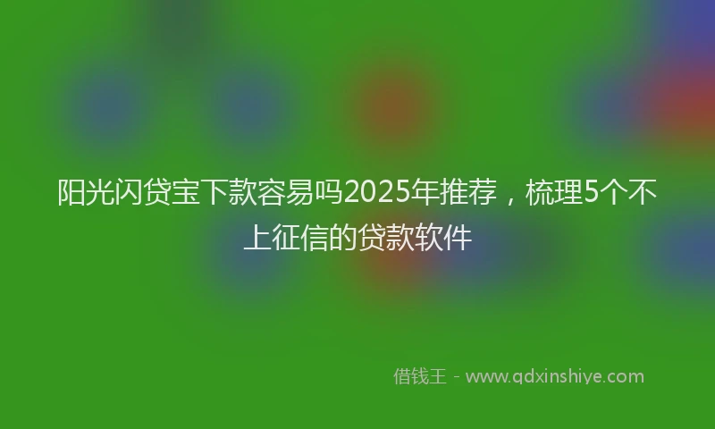 阳光闪贷宝下款容易吗2025年推荐，梳理5个不上征信的贷款软件