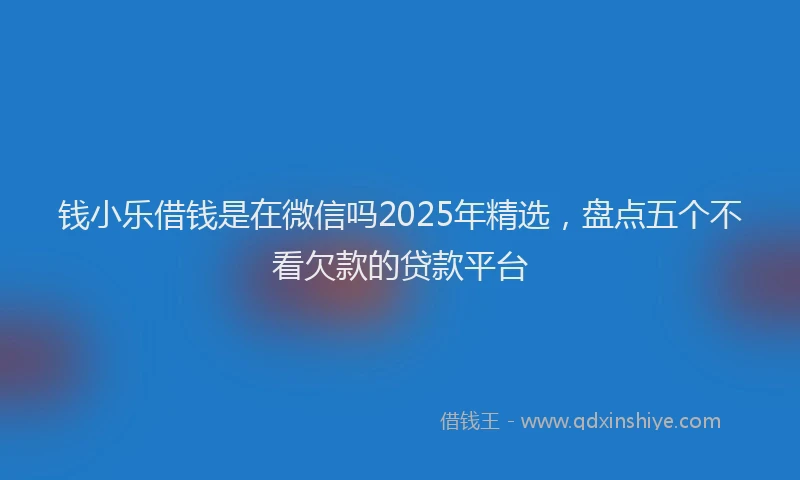 钱小乐借钱是在微信吗2025年精选，盘点五个不看欠款的贷款平台