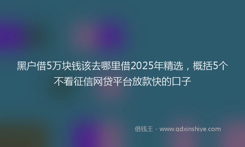 黑户借5万块钱该去哪里借2025年精选，概括5个不看征信网贷平台放款快的口子