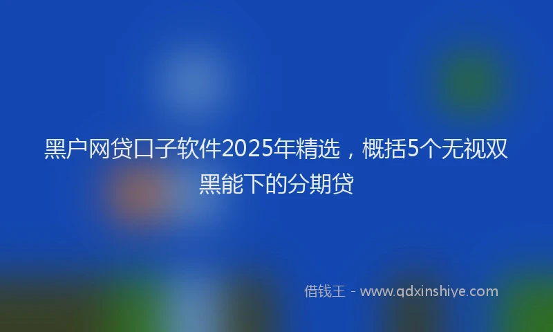 黑户网贷口子软件2025年精选，概括5个无视双黑能下的分期贷