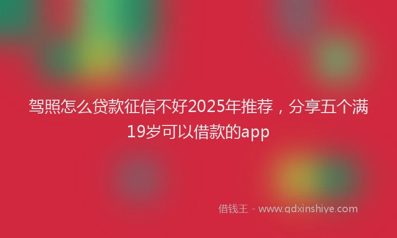 驾照怎么贷款征信不好2025年推荐，分享五个满19岁可以借款的app