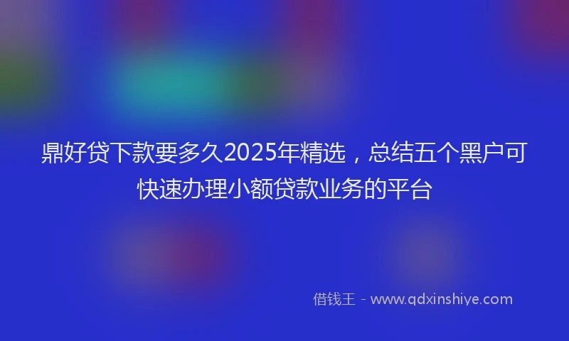 鼎好贷下款要多久2025年精选，总结五个黑户可快速办理小额贷款业务的平台