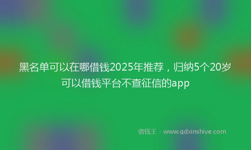 黑名单可以在哪借钱2025年推荐，归纳5个20岁可以借钱平台不查征信的app
