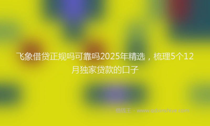 飞象借贷正规吗可靠吗2025年精选，梳理5个12月独家贷款的口子