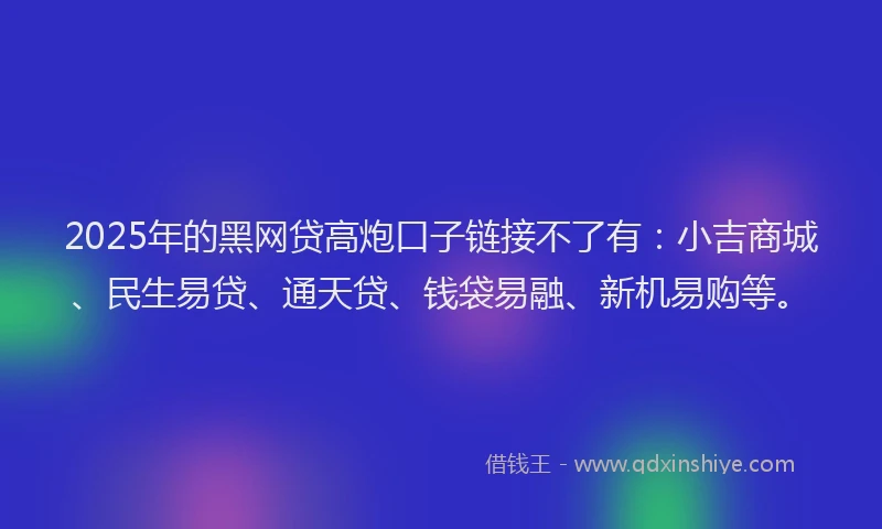 2025年的黑网贷高炮口子链接不了有：小吉商城、民生易贷、通天贷、钱袋易融、新机易购等。