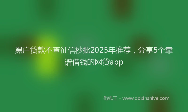 黑户贷款不查征信秒批2025年推荐，分享5个靠谱借钱的网贷app